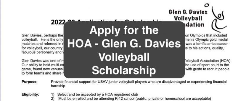 offsetting club volleyball team fees - hoa glen g davies scholarship